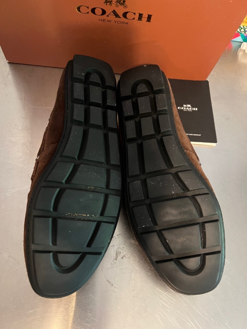 COACH Men's Brown Suede Boat Shoes - Picture 8 of 12